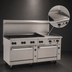 Thumbnail image #4 for Vulcan Endurance 72-Inch Gas Restaurant Range with 8 Open Burners, 24-Inch Griddle, and Dual Convection Ovens