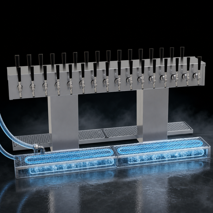 Product image #4 for Glastender Double-Sided Countertop Draft Dispensing Tower, 32 Faucets, Glycol-Cooled, Stainless Steel Construction