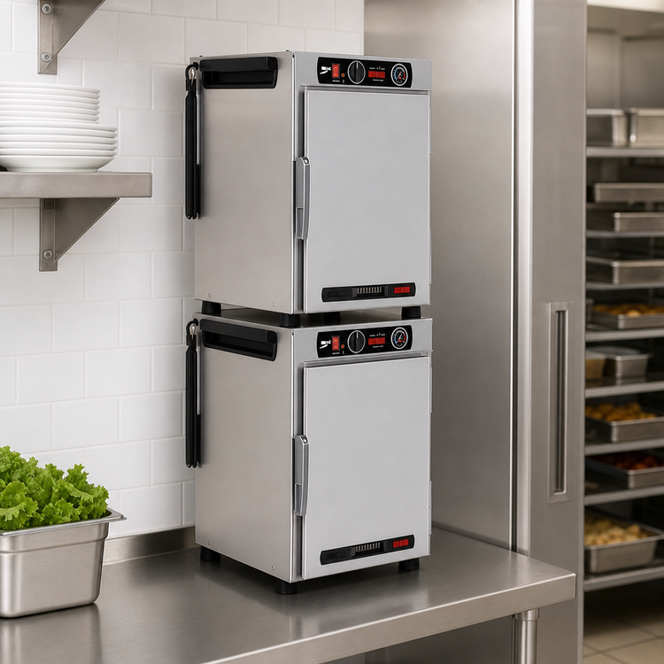 Product image #5 for Metro HotBlox™ Narrow 8-Pan Pass-Thru Countertop/Stacking Insulated Holding Cabinet with Solid Front and Rear Doors