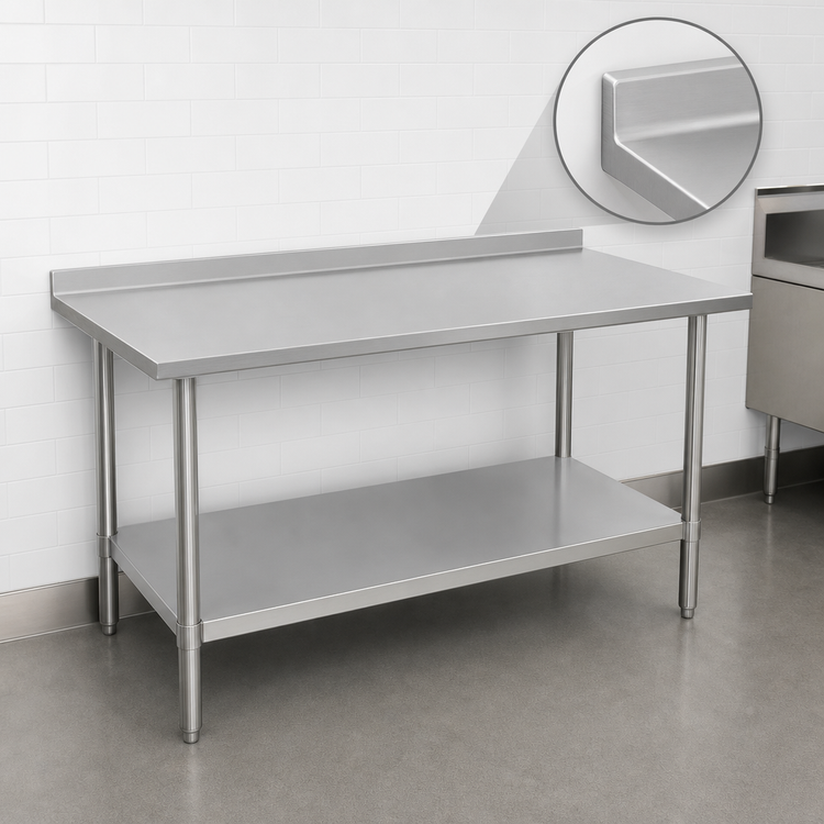 Product image #4 for John Boos Stallion Stainless Steel Work Table with Rear Up-Turn and Adjustable Undershelf, 84 x 30 Inches