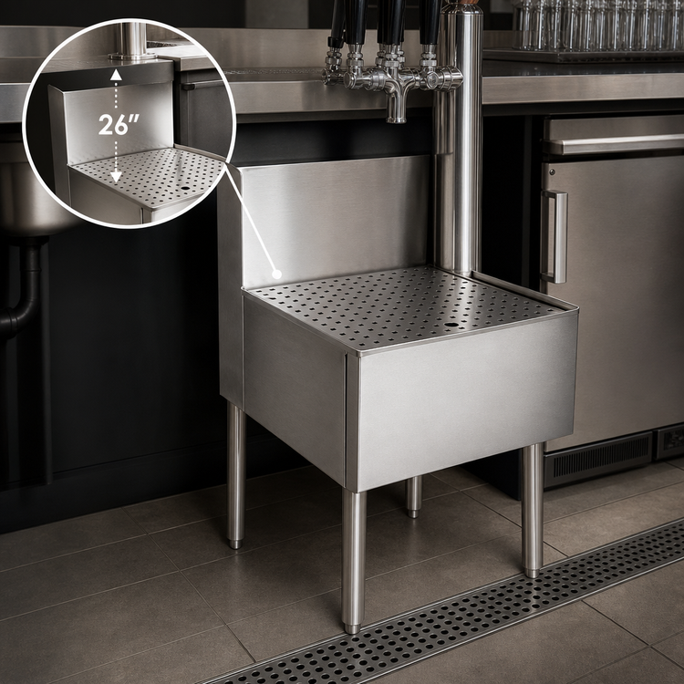 Product image #4 for CHOICE 30-Inch Stainless Steel Underbar Beer Drainer with 5-Inch Forward Backsplash