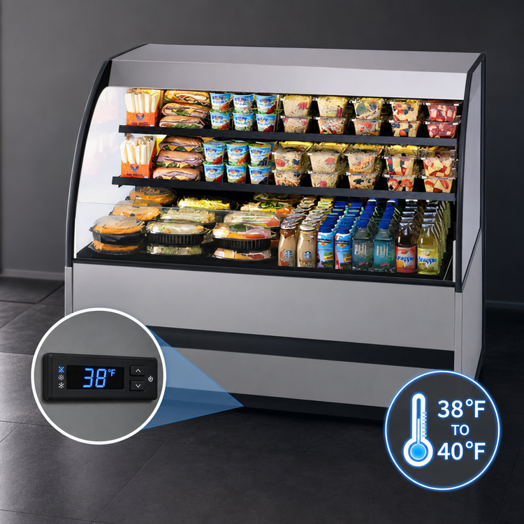 Product image #4 for Federal Industries SSRVS7742 Versatile Service Top Over Refrigerated Self-Serve Deli Merchandiser, 77.2 Inch Wide, Self-Contained