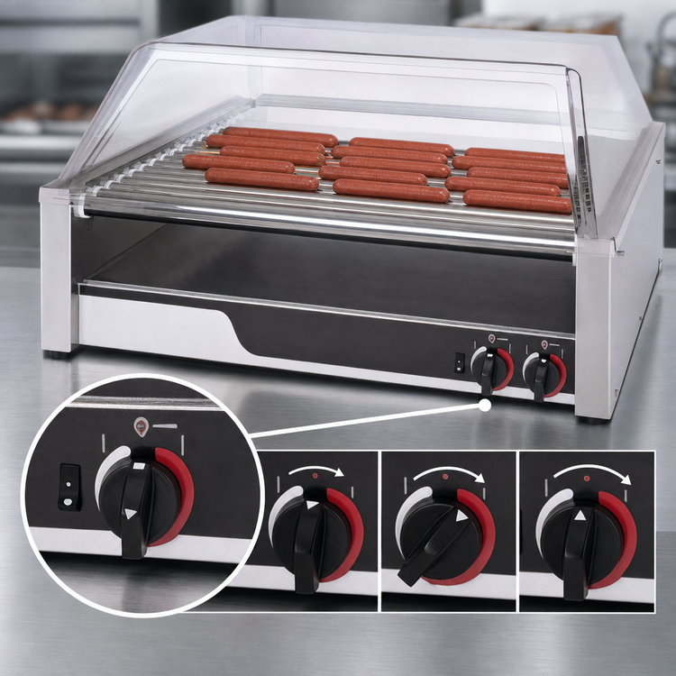 Product image #4 for APW Wyott X*PERT HotRod HR-45 Flat Surface Roller Hot Dog Grill, 120V, Chrome Rollers