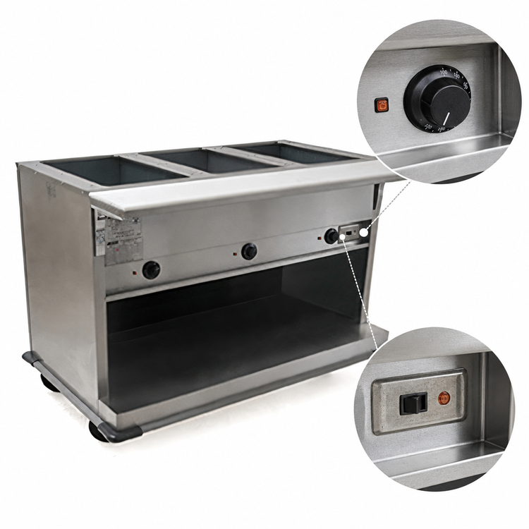 Product image #4 for Spec-Master PHT2CB-208 Portable Electric 2-Well Hot Food Table with Enclosed Base