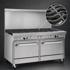 Thumbnail image #4 for Southbend (Middleby) Ultimate 4602DC-5R 60-Inch Gas Range with 9 Open Burners, Standard Oven, Cabinet Base, and Backriser Shelf