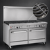 Thumbnail image #4 for Southbend Ultimate 60-Inch Gas Restaurant Range with 9 Open Burners, Standard Oven, Cabinet Base, and Backriser Shelf