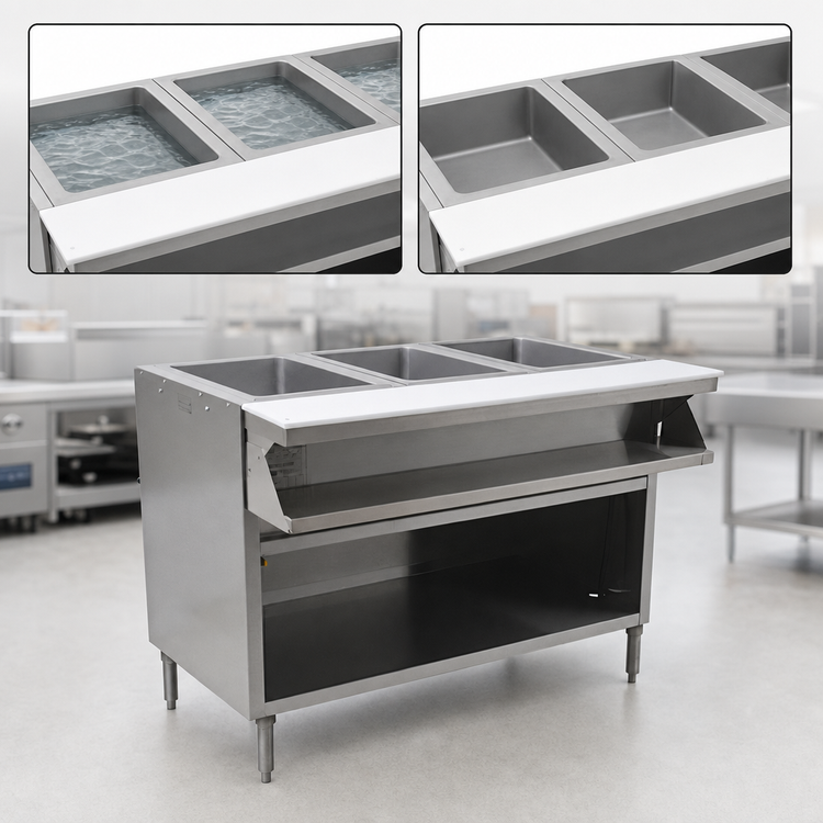 Product image #4 for Spec-Master Sealed Well Electric Open Front Hot Food Table with 4 Wells, 63-1/2 Inch