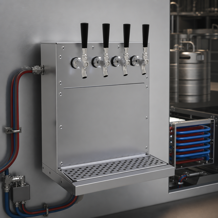 Product image #4 for Wall-Mount Glycol-Cooled Draft Dispensing Tower with 4 Stainless Steel Faucets