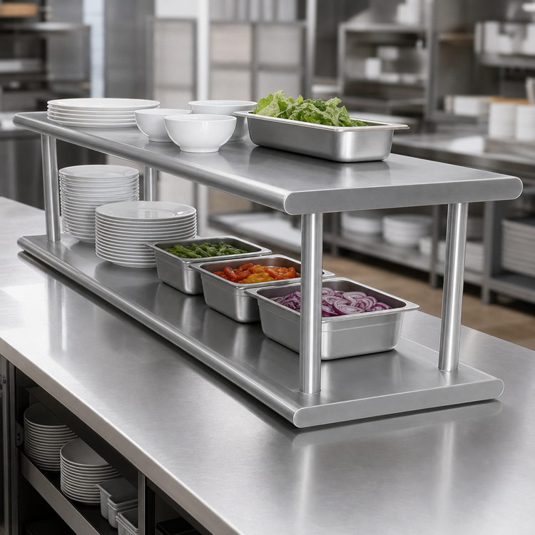 Product image #4 for Double-Tier Pass-Thru Shelf, 144 x 24 Inches, Stainless Steel
