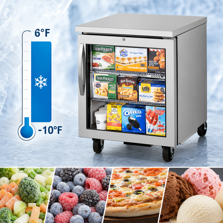 Product image #4 for True 27 5/8-Inch Wide 1-Section Undercounter Framed Glass Door Freezer, Self-Contained, -10°F