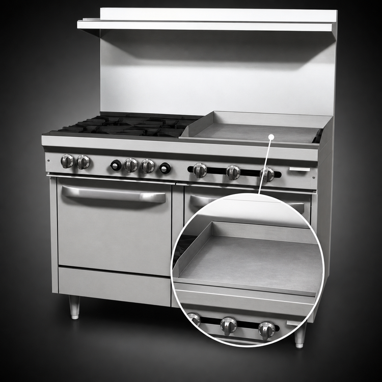 Product image #4 for Southbend S-Series 48-Inch Gas Restaurant Range with 4 Open Burners, 24-Inch Griddle & 2 Space Saver Ovens