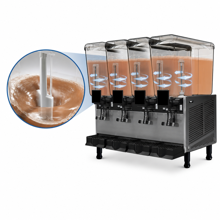 Product image #4 for Vollrath 4-Bowl Pre-Mix Refrigerated Beverage Dispenser with Stirring Paddle, 5.28 Gallon Bowls