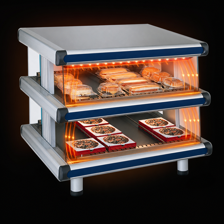 Product image #4 for Hatco Glo-Ray Designer Slant Dual-Shelf Countertop Hot Food Display Warmer, 60.25-Inch, 3.78 kW