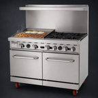 Thumbnail image #4 for Migali Industries Competitor Series® C-RO4B-24GL-NG 48-Inch Natural Gas Commercial Range with 24-Inch Left Griddle, 4 Open Burners, 2 Ovens