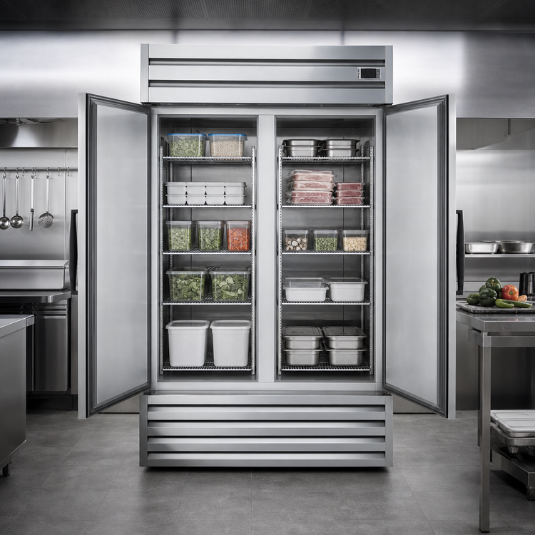 Product image #4 for Premium Line Low-Temp Reach-In Upright Storage Freezer, 43 Cu. Ft., Two-Section, Bottom Mount, Stainless Steel