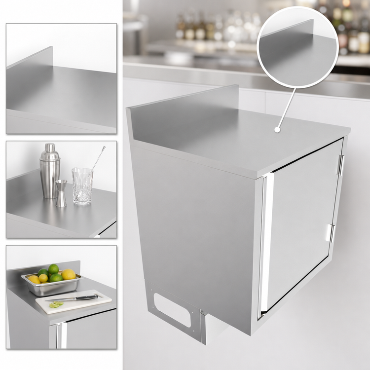 Product image #5 for BK Resources Call Series Stainless Steel Flat Top Underbar Cabinet with Pedestal Base, 24 x 21 Inches