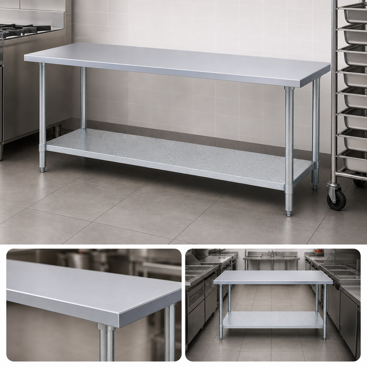 Product image #4 for Duke 12-Foot Stainless Steel Work Table with Galvanized Undershelf