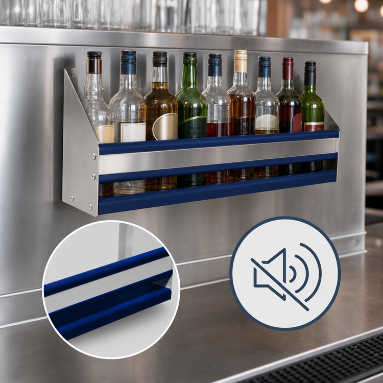 Product image #4 for Advance Tabco Prestige Supreme 42-Inch Single Tier Stainless Steel Speed Rail, 10-Bottle Capacity