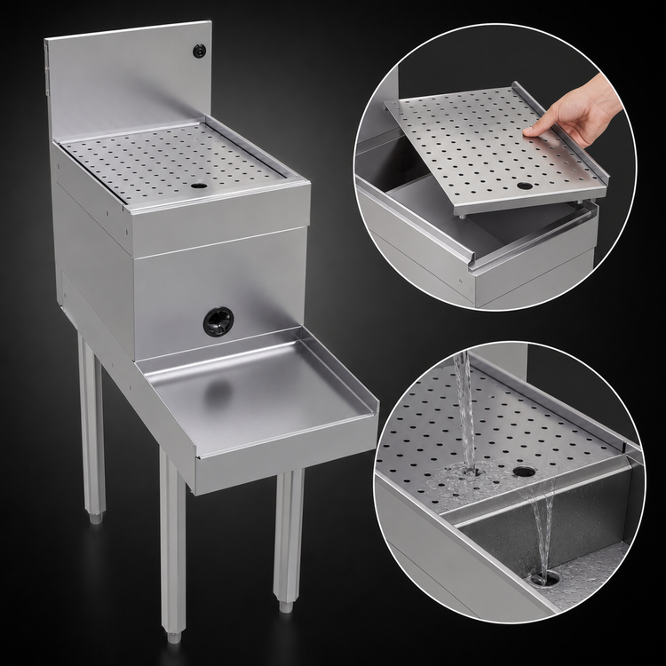 Product image #4 for Glastender DBSB-12 12-Inch Underbar Stainless Steel Blender Station with Drainboard Top