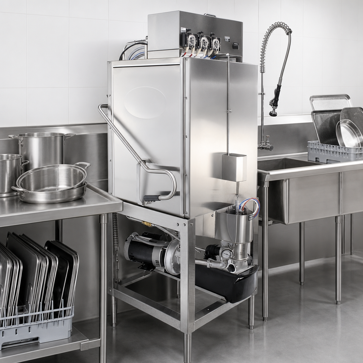 Product image #4 for CMA Energy Mizer S-AH Straight-Thru Low-Temperature Chemical Sanitizing Pot & Pan Door-Type Dishwasher