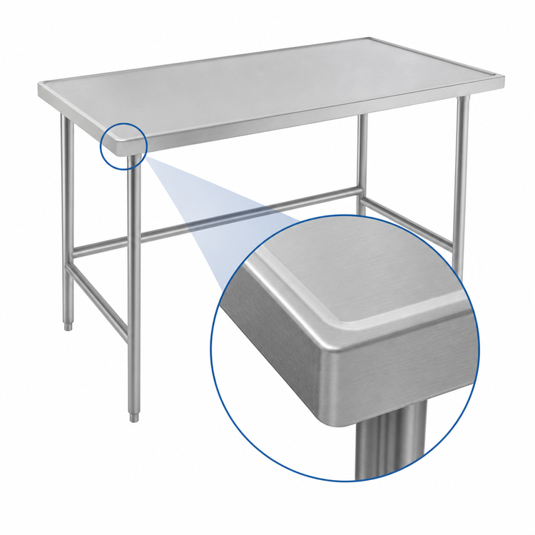 Product image #4 for Advance Tabco 144-Inch x 36-Inch Stainless Steel Work Table with 14-Gauge 304 Top and Countertop Edge