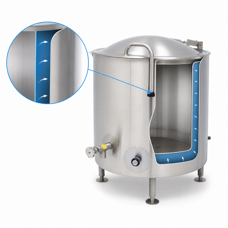 Product image #4 for Legion 80-Gallon Stationary Direct Steam Kettle, 2/3 Jacketed, 304 Stainless Steel