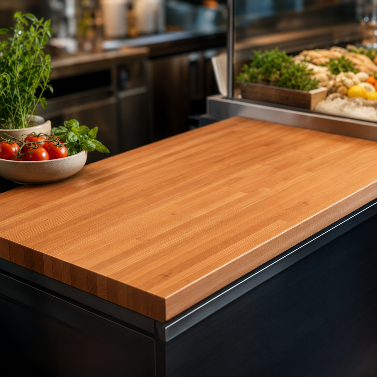 Product image #4 for John Boos Boos Block American Cherry Blended Edge Grain Kitchen Countertop with Varnique Finish, 120 x 25 x 1-1/2 Inch