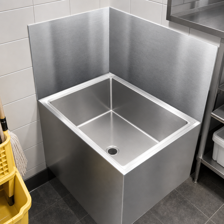 Product image #4 for John Boos MSWC2820-27L Rear & Left Mop Sink Wall Guard Wainscoting, 28 x 20 Inch Stainless Steel