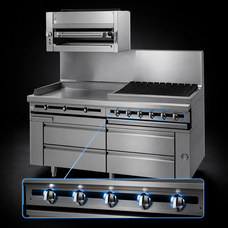 Product image #4 for Jade Titan JMRH-60GT Heavy Duty 60 Inch Modular Gas Griddle Top Range with Thermostatic Controls