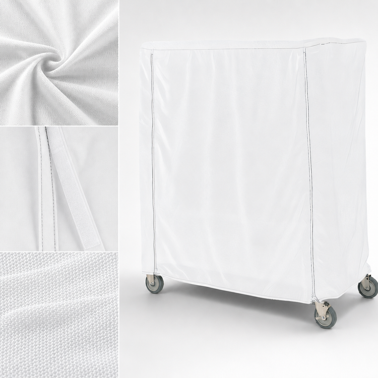 Product image #4 for Metro White Polyester Banquet Cart Cover with Velcro Fastener, 48 x 24 x 74 Inches