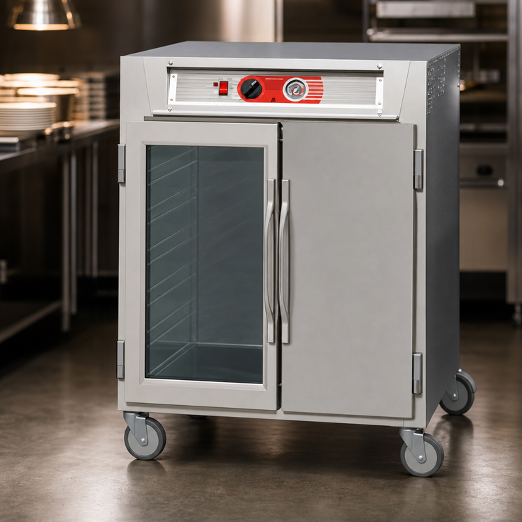 Product image #4 for Metro C5 6 Series Mobile Half-Height Pass-Thru Heated Holding Cabinet with Combination Doors and Universal Wire Slides