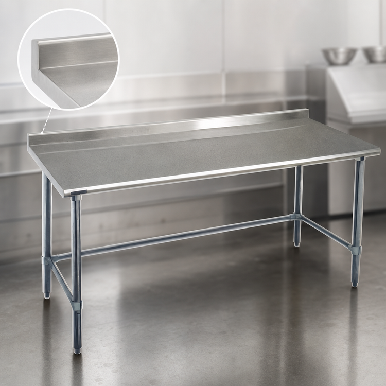 Product image #4 for Eagle Group Spec-Master 108-Inch x 24-Inch Stainless Steel Work Table with 1-1/2-Inch Rear Upturn and Galvanized Tubular Base
