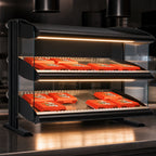 Thumbnail image #4 for Hatco HXMS-60D 60-Inch Slanted Heated Countertop Food Merchandiser with 2 Shelves, LED Lighting and Thermostatic Infrared Heat