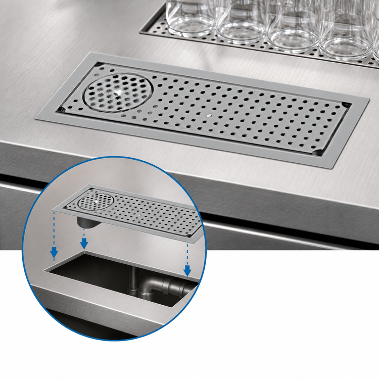 Product image #4 for Eagle Spec-Bar Drop-In Stainless Steel Glass Rinser Trough