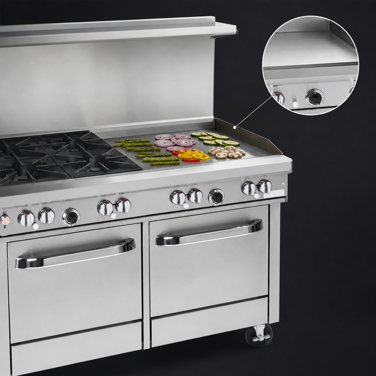 Product image #4 for Southbend Ultimate 48-Inch Gas Restaurant Range with 2 Star/Sauté Front Burners, 2 Non-Clog Rear Burners, 24-Inch Thermostatic Griddle, Convection Oven and Cabinet Base