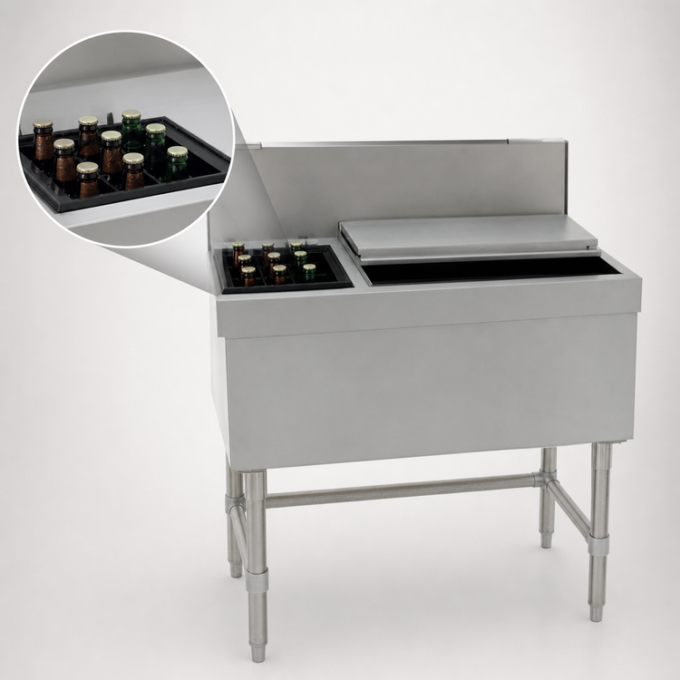 Product image #4 for Eagle Group Spec-Bar 48-Inch Insulated Combo Ice Bin and Bottle Unit, Left 8-Bottle Compartment