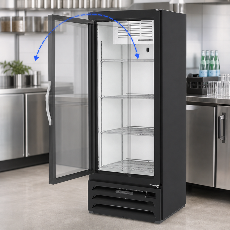 Product image #5 for Beverage Air MarketMax 12.06 Cu. Ft. Single-Section Reach-In Glass Door Merchandiser Refrigerator, Bottom-Mount, Black