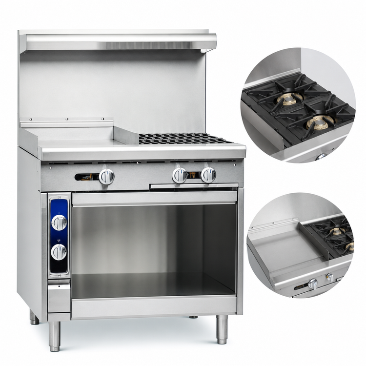 Product image #4 for 36-Inch Gas Range with 2 Open Burners, 18-Inch Griddle, and Open Cabinet Base