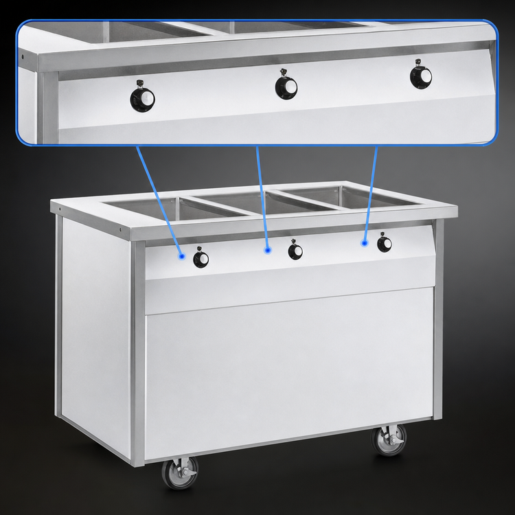 Product image #4 for Randell 48 Inch Electric Mobile Modular Hot Food Table with 3 Sealed Wells and Enclosed Cabinet Base