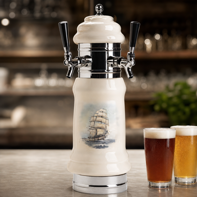Product image #4 for Single-Column Ceramic Countertop Air-Cooled Draft Beer Tower with 2 Brass-Body Faucets