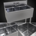 Thumbnail image #4 for Glastender Three Compartment Stainless Steel Underbar Sink Unit, 36 Inch W x 19 Inch D, With Splash-Mount Faucet