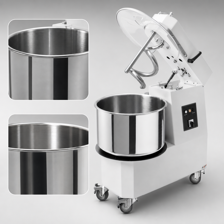 Product image #4 for Trento Fixed-Bowl Spiral Dough Mixer with Timer, 46 lb Capacity, 120V