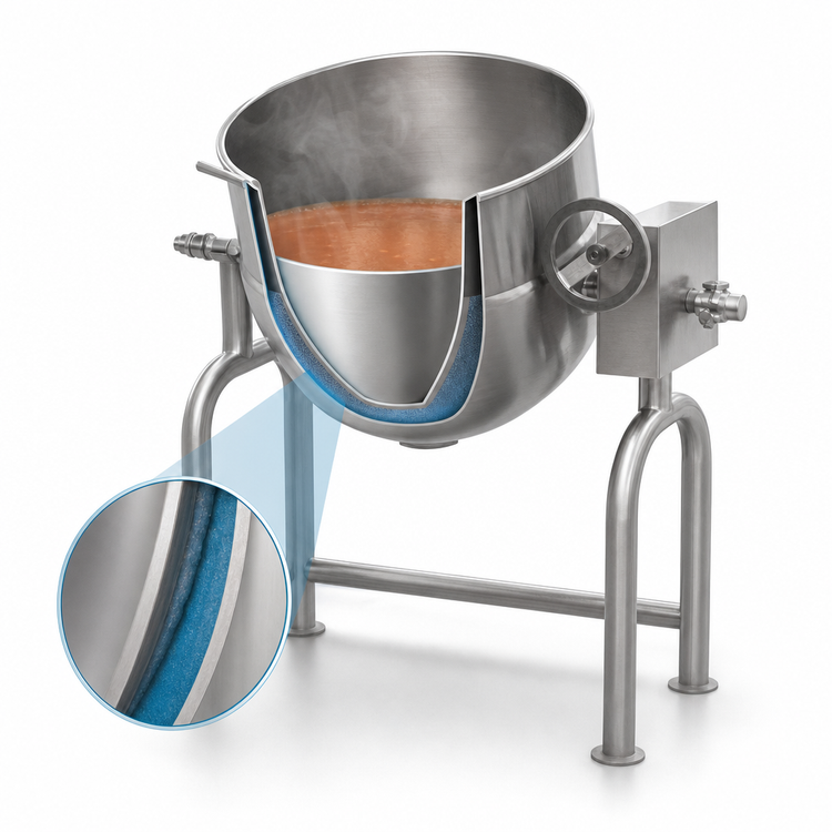 Product image #4 for Legion TWU-20 20-Gallon Direct Steam Tilting Kettle, 2/3 Jacketed, 304 Stainless Steel