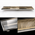 Thumbnail image #4 for Micro Matic 39-Inch Surface Mount Stainless Steel Drip Tray with Perforated PVD Brass Grid and 3-1/2-Inch Drain Nipple