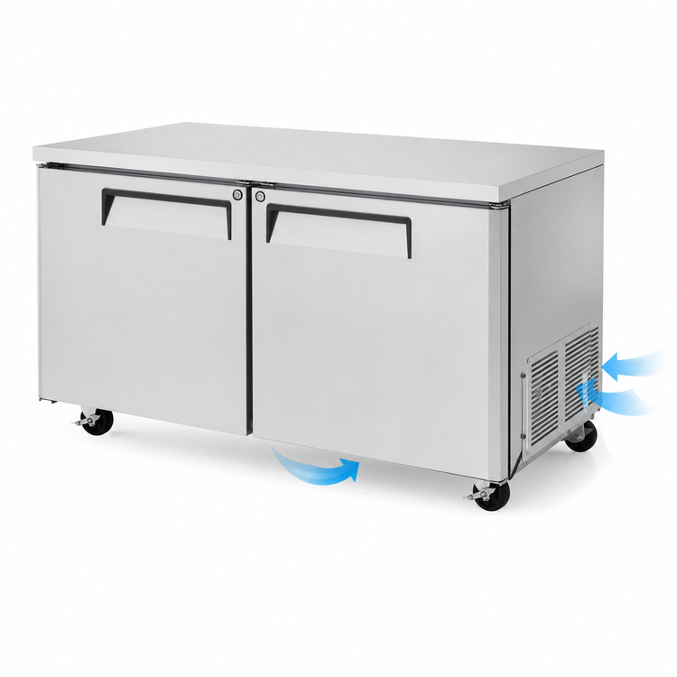 Product image #4 for Turbo Air M3 Series Two-Section Undercounter Freezer, 17.0 Cu. Ft., Self-Contained Rear-Mount