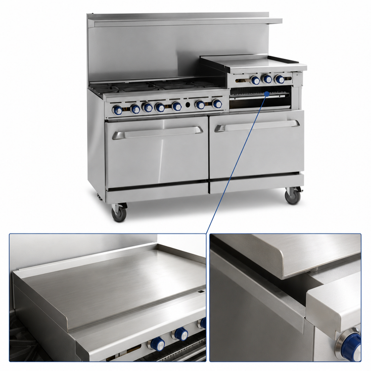 Product image #4 for Imperial Pro Series 60-Inch Gas Restaurant Range with 4 Open Burners, 36-Inch Griddle, and 2 Standard Ovens