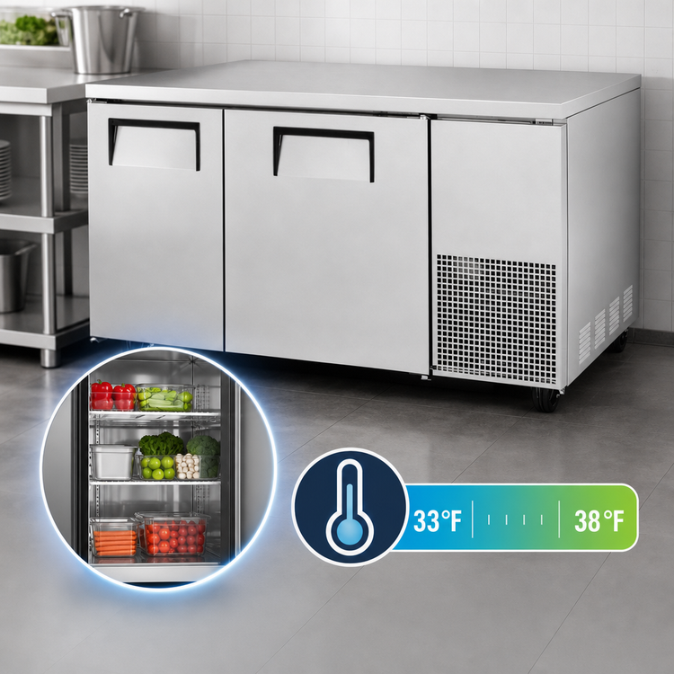 Product image #4 for True TUC-60-32-HC Deep Undercounter Refrigerator, 2-Section, Self-Contained, 60-1/4-Inch Wide