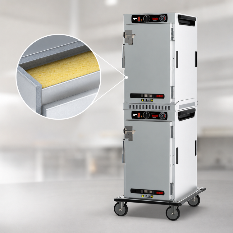 Product image #5 for Metro HotBlox Insulated Narrow 16-Pan Dual-Cavity Heated Transport Cabinet, Solid Doors, Analog Controls