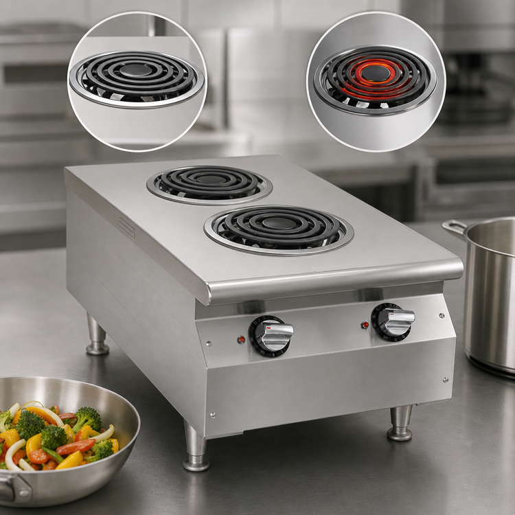 Product image #4 for Eagle Group RedHots Chef Line 18-Inch Countertop Electric Hotplate with 2 Flat Spiral Burners