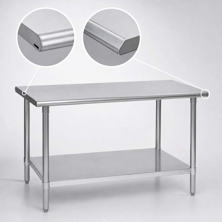 Product image #4 for Eagle Spec-Master 84 Inch x 36 Inch Flat Top Stainless Steel Work Table with Galvanized Undershelf